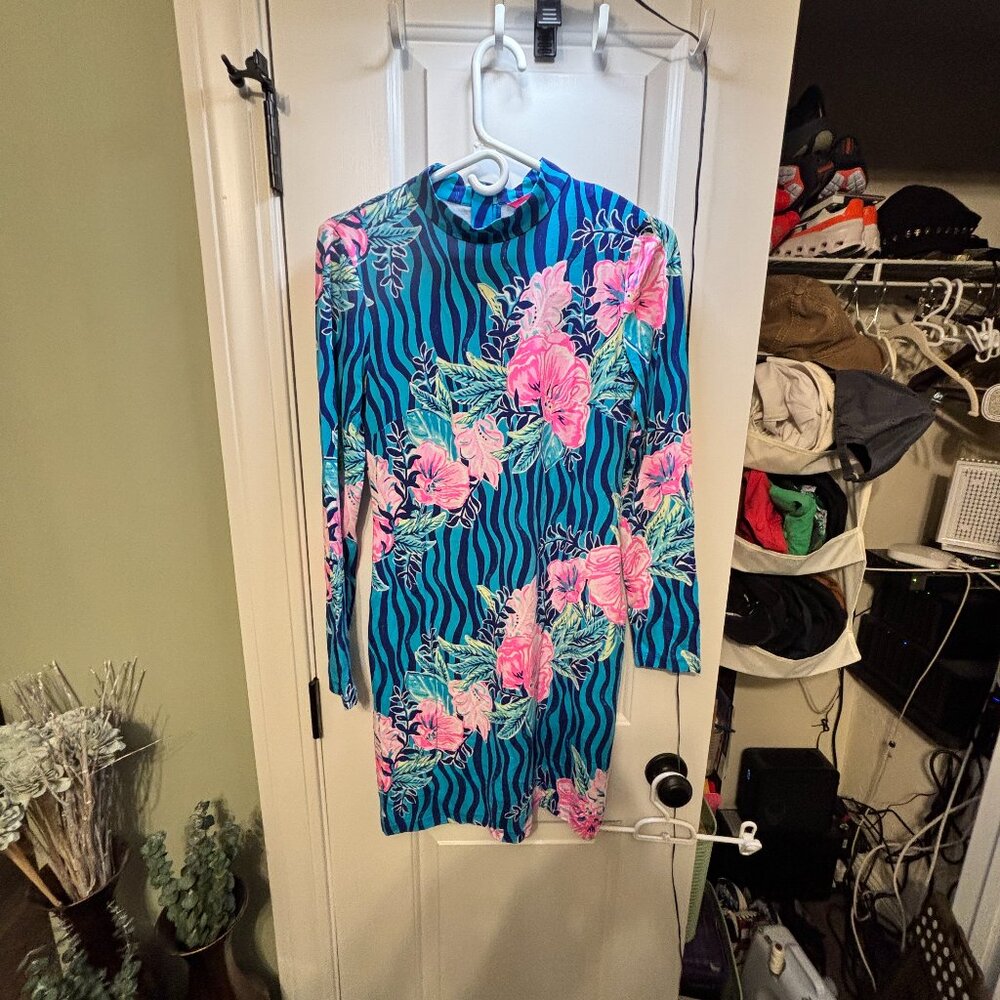 NWT Lilly Pulitzer Women's Size Small Nikia Dress Lapis Lazuli Beach Club Blooms